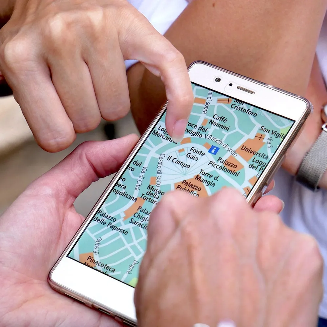 Map open on a mobile phone showing a service area